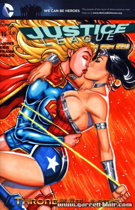 Supergirl And Wonder Woman Kiss Eccc Tag Team Sketch Cover Comm 3 By