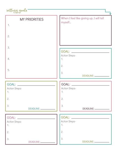 printable goal setting worksheet  printable form templates