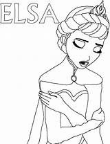 Elsa Coloring Pages Queen Sad Coronation Feeling Template sketch template