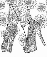 Coloring Pages High Heels Printable Adult Heel Shoes Stilettos Kleurplaten Mandalas Mandala Målarböcker Kleuren Volwassenen Voor Kleurboeken Ausmalbilder Choose Board sketch template