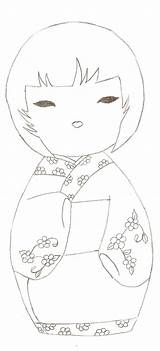Kokeshi Coloriage Dolls Boneca Bonecas Riscos Template Pintura Patchwork Choose Board Pasta Escolha Artesanais sketch template