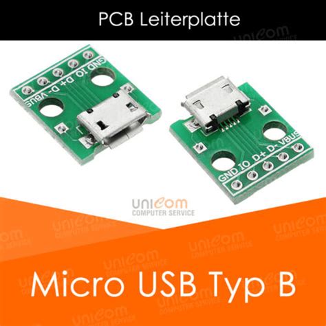 micro usb typ  loet buchse platine leiterplatte pcb board dip adapter  kontakte ebay