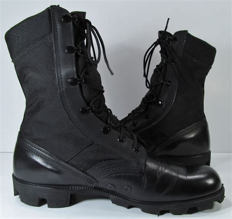 vintage combat boots mens    black military leather nylon