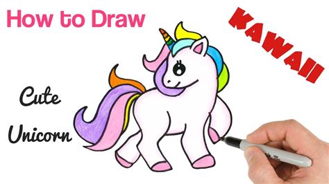 draw unicorn cute rainbow  easy youtube