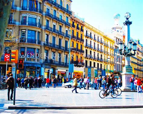 barcelona boulevard spain  photograph etsy