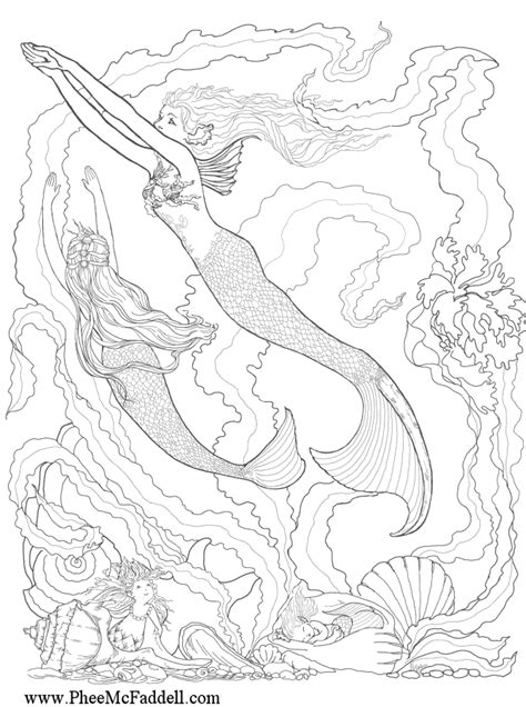 mermaid adult coloring pages  getdrawings