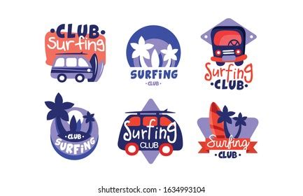 surfing club logo templates set extreme stock vector royalty
