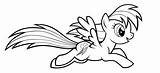 Rainbow Dash Coloring Pages Pony Little Kids sketch template