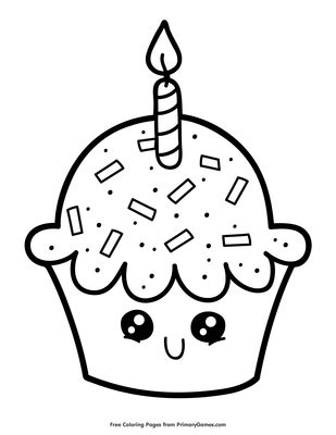 cute cupcake coloring page  printable   primarygames