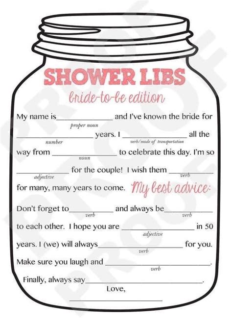 bridal shower mad libs printable  printable word searches