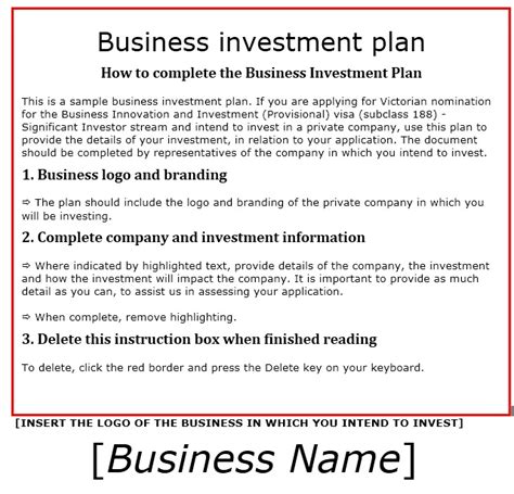 investment proposal template word