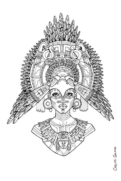 mayan queen mayan art coloring book art maya art