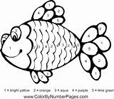 Coloring Fish Number Color Rainbow Printable Pages Sheets Kids Preschool Activities Print Numbers Animal Colouring Printables Striped Rocks Kindergarten Choose sketch template