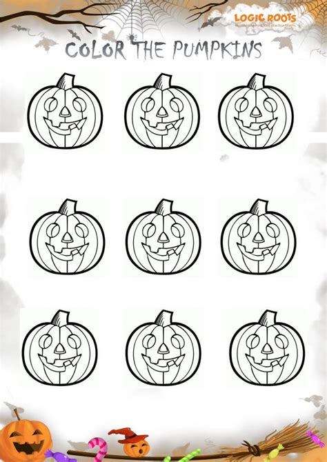 halloween math activity color  pumpkins logicroots halloween