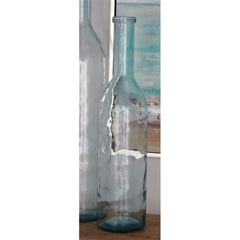 Highland Dunes Bocana Aquamarine Tinged Clear 24 Glass Floor Vase