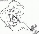 Coloring Mermaid Pages Little Disney Princess Print sketch template