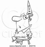 Cartoon Dunce Wearing Hat Outline Man Clipart Guy Toonaday Line Drawing Rf Royalty Poster Print Cap Leishman Ron Eps Illustrations sketch template