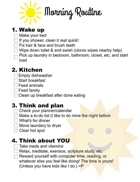 morning routine flylady printable routine printable morning routine