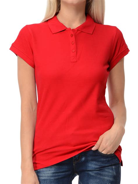 basico basico red polo collared shirts  women  cotton short sleeve golf slim fit polo