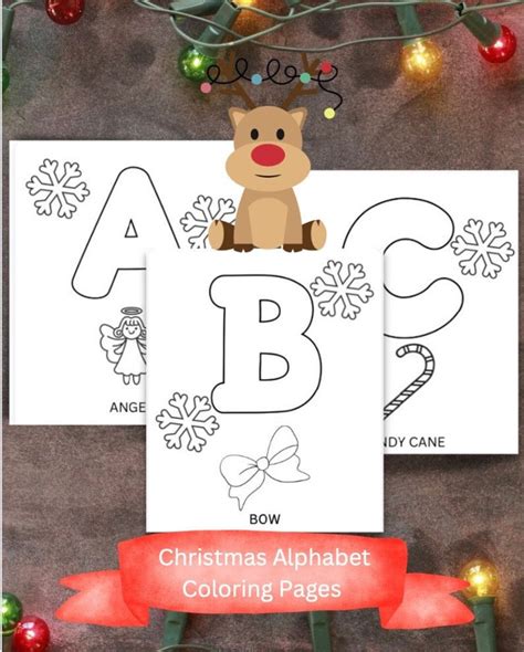 christmas alphabet coloring pages printable  etsy