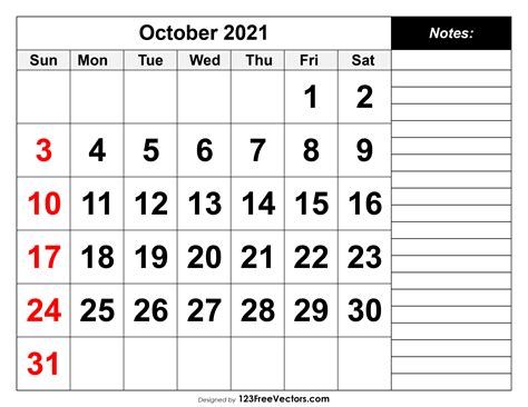 october  printable calendar