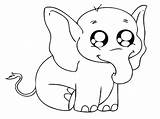 Elephant Coloring Pages Baby Cute Big Drawing Head Animals Cartoon Printable Eyed Kids Eye Large Print Color Pencil Draw Clipart sketch template