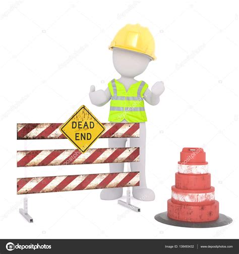 Cmages Dead End Cartoon Construction Worker At Dead End