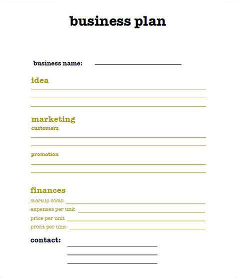 sample sba business plan templates   ms word