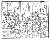 Monet Claude Argenteuil Seine Sailboats Impressionist sketch template