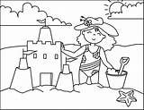 Coloring Pages Beach Castle Sand Girl Building Little Summer Kids Printable Sheets sketch template