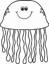 Jellyfish Coloring Clipart Printable Jelly Fish Outline Clip Sea Ocean Pages Cartoon Mycutegraphics Graphics Animals Life Cliparts Cute Printables Coloringbay sketch template