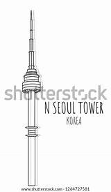 Landmark Seoul Namsan sketch template