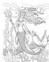 Mermaid Coloring Pages Adults Adult Book Mermaids Trident Colouring Printable Sheets Beautiful Kids Books Fall Haven Creative Cleverpedia Choose Board sketch template