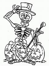 Coloring Halloween Skeleton sketch template