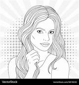 Coloring Pages Girl Pretty Beautiful Girls Vector Vectorstock Royalty sketch template