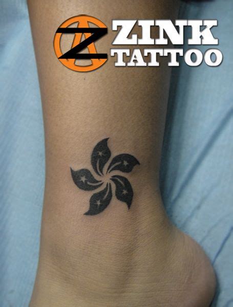 tattoo   hong kong flower   ankle  brown  symbolize  time living