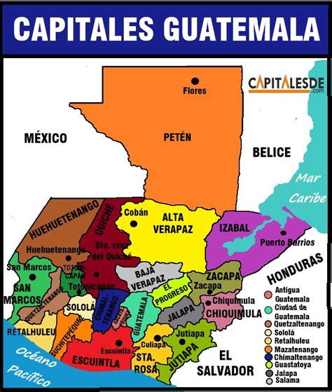 departamentos  capitales de guatemala listado capitales de