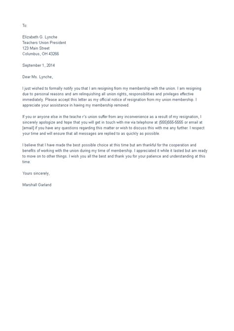 union membership cancellation letter sample letter ghw