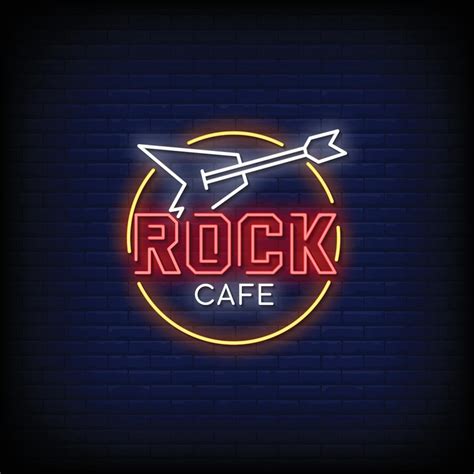 rock cafe neon signs style text vector  vector art  vecteezy