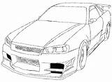 Nissan Skyline Gtr Coloring Pages Fast Furious R35 R34 Drawing Draw Car Jdm Printable Deviantart Cars Do R32 Color Line sketch template