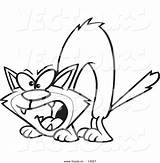 Cat Hissing Cartoon Drawing Outline Vector Coloring Getdrawings sketch template