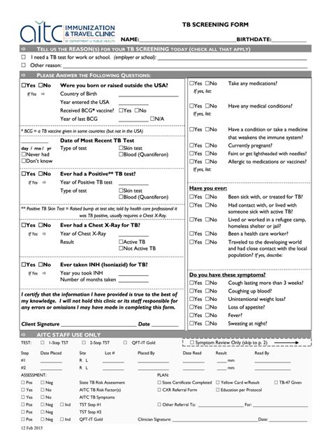 tb screening form fill  printable fillable blank pdffiller