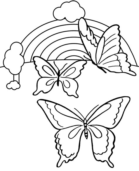 butterflies coloring page rainbow coloring sheet