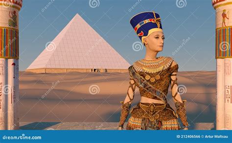 drottning nefertiti framfoer gizas stora pyramid och en syn pa oeknen