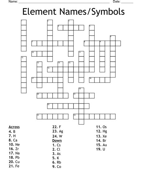 element namessymbols crossword wordmint