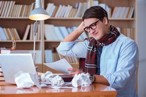 young book writer writing  library stock photo image  mood