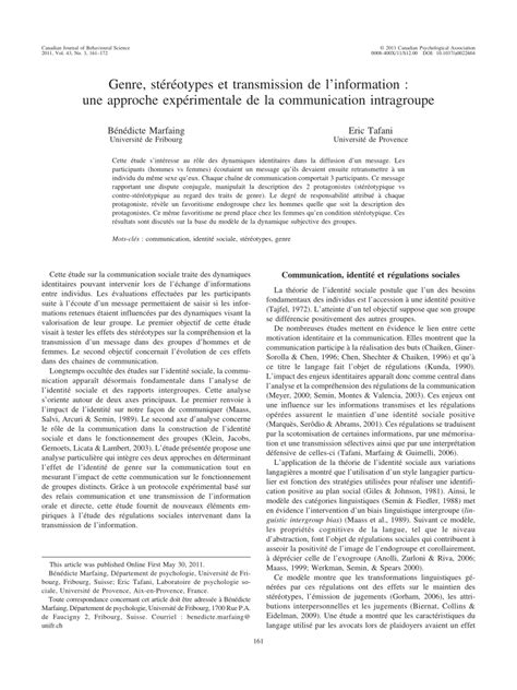 genre stéréotypes et transmission de l information une