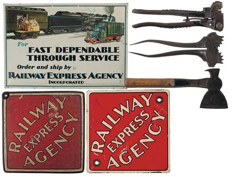 railway express agency signs  tools rock island auction