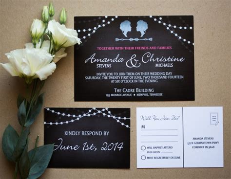 same sex wedding invitation and rsvp postcard custom design p aftcra