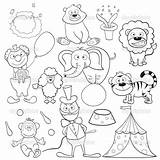 Circus Coloring Pages Elements Book Animals Depositphotos Preschool Theme Animal Stock Sheets Cute Illustration Vector Printable Books Cartoon Templates Outlined sketch template